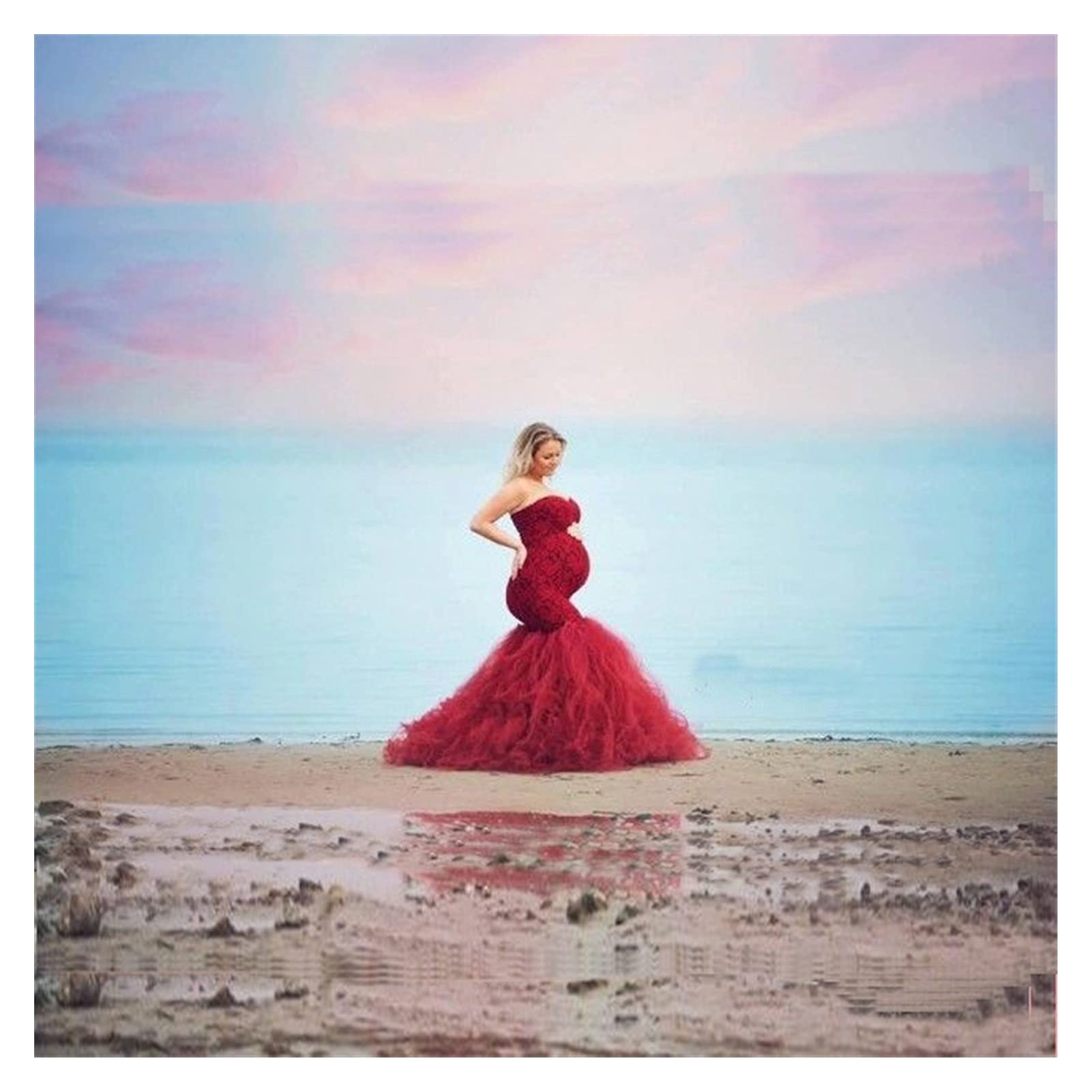 Puntelli della Fotografia di maternità Senza Spalle Abiti Abiti in Pizzo Mesh Gravidanza Dress Photo Sparare Maxi Abiti Vestiti for Le Donne Incinte Comfortable