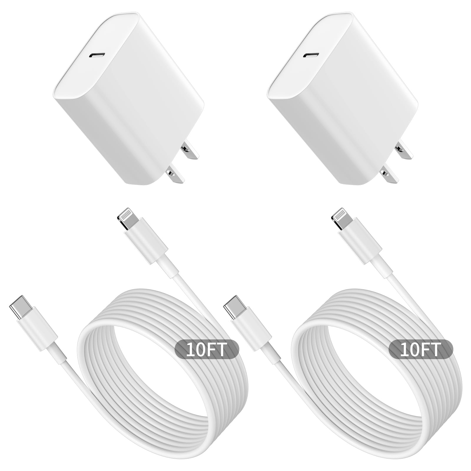 iPhone 14 13 12 Fast Charger,[Apple MFi Certified] 20W Charger for iPhone Charger Fast Charging Block with 10FT Type-C to Lightning Fast Charging Data Sync Cord for iPhone14 13 12 11 Xs Xr X (2Pack)