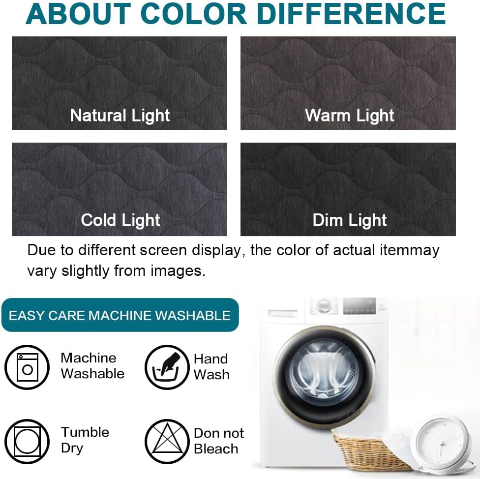 Turquoize Couch Cover for Dogs Washable Non-Slip Couch Covers for 3 Cushion Couch Sofa Pet Friendly Quilted Thick Chenille Sofa Slipcover Furniture Protector Covers for Pet, 36 x 70Inch, Grey