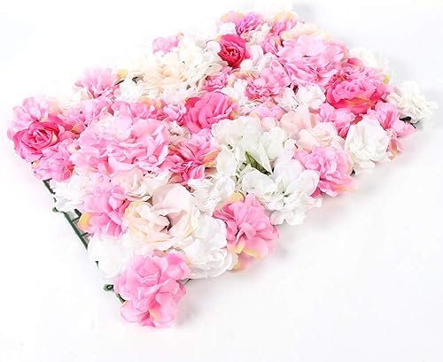 Vista 44 de 20 paneles de pared de flores artificiales, decoración de pared de 24 x 16 pulgadas, paneles decorativos de flores de hortensias para el hogar, 20