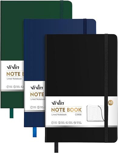 Miniatura 20 de ViVin Cuadernos rayados para trabajo, 192 páginas, tamaño mediano de 5.5 x 8.3 pulgadas, con rayas universitarias, cuadernos A5 de tapa dura para