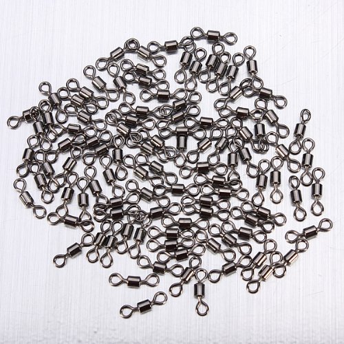 100 Pcs Barrel Swivel connecteur Solide Anneaux Acier Rolling EMERILLON Pêche 6# Cover