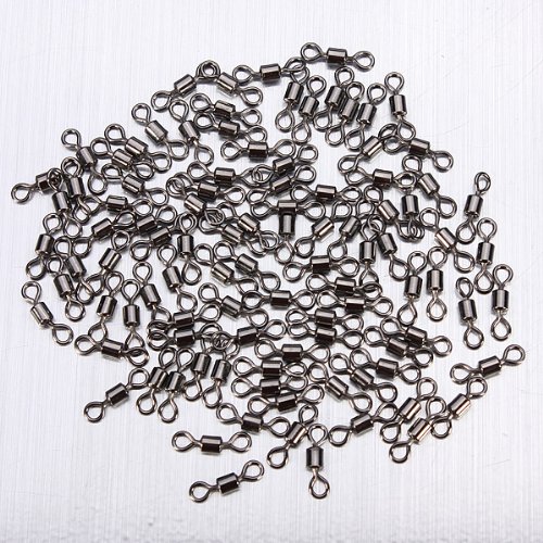 100 Pcs Barrel Swivel connecteur Solide Anneaux Acier Rolling EMERILLON Pêche 6#