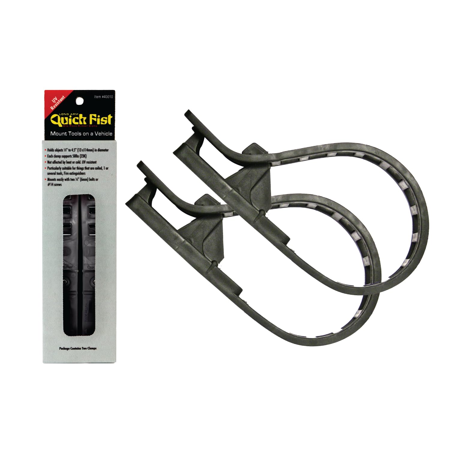 QUICK FIST Long Arm Clamp for mounting tools & equipment 1/2' - 4-1/2' diameter (Pack of 2) - 40010