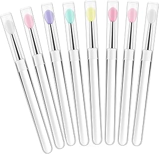 Lip Scrub Brush,8PCS Brushes With Caps Silicone Lip Brush,Lipstick Brushes Lip Gloss Applicator Makeup Beauty Brushes Makeup Tools For Lip Masks And Lip Balms Reusable Lip Balm Applicator