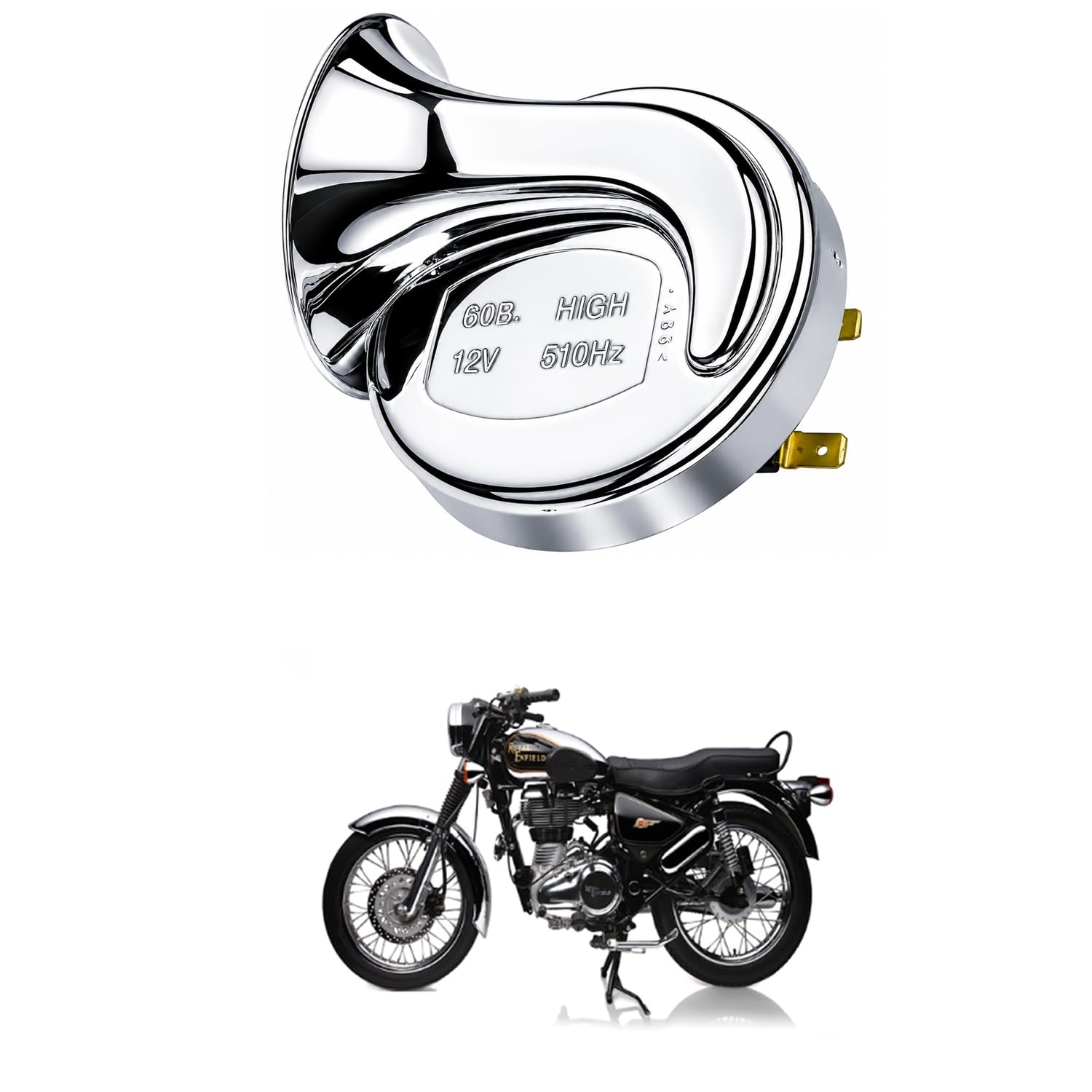 Universal 12V Automotive Vehicle Horn, High Tone 510Hz Chrome Snail Electric Horn, Loud 110dB Waterproof Replacement Horn for Car, Bike, Motorcycle, Scooter Comfortable With Elec-tra Del-uxe-image-12