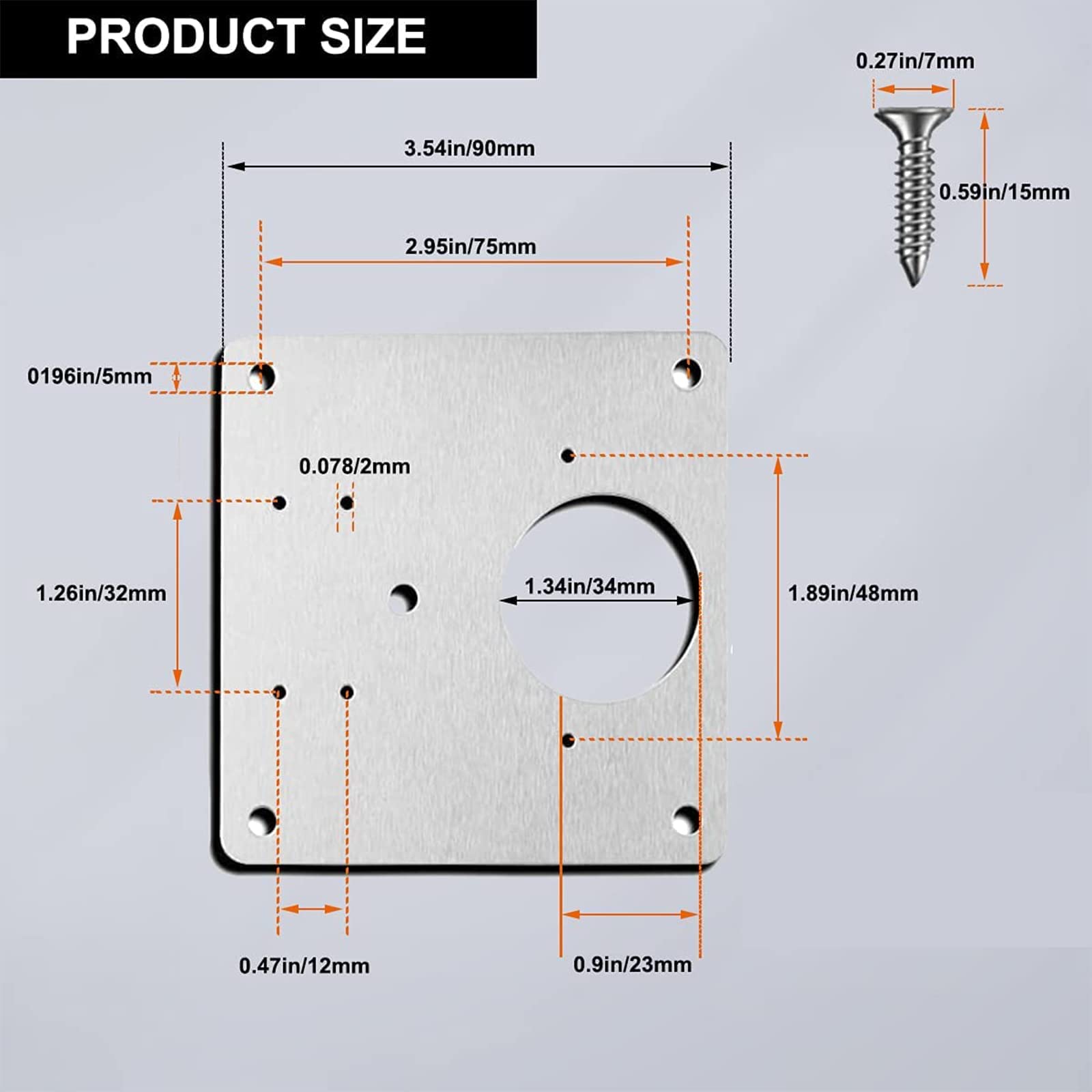 10 PCS Hinge Repair Plate,Brushed Stainless Steel Cabinet Hinge Fixing Plate Bracket kit with Mounting Screw for Furniture and Kitchen Cabinet Door(10 pcs+60 Screws) - Image 2
