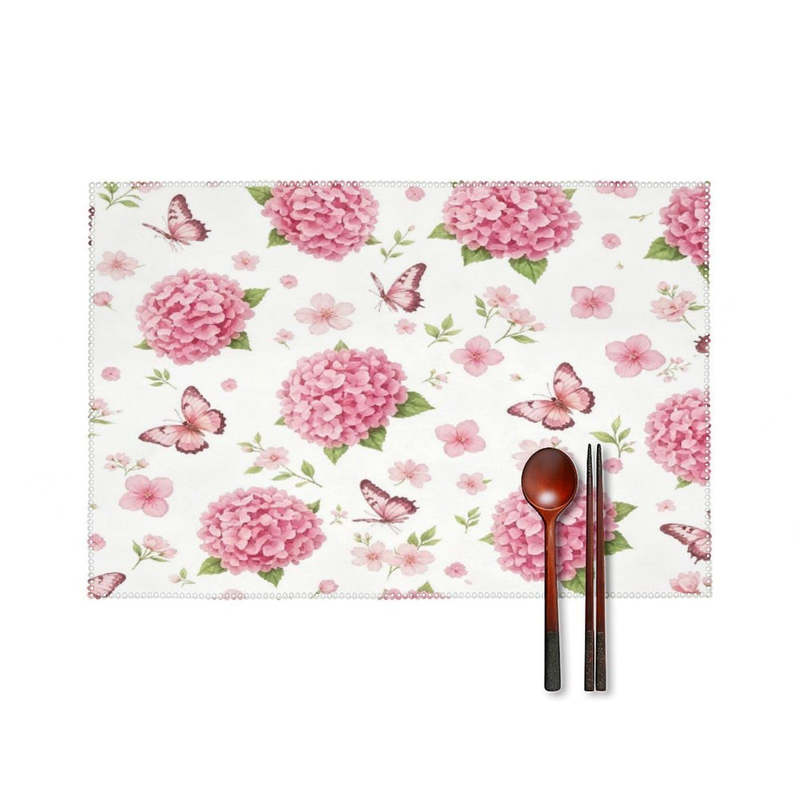 Fekiloot Style Hydrangeas Placemats Set Of 6,Table Mat