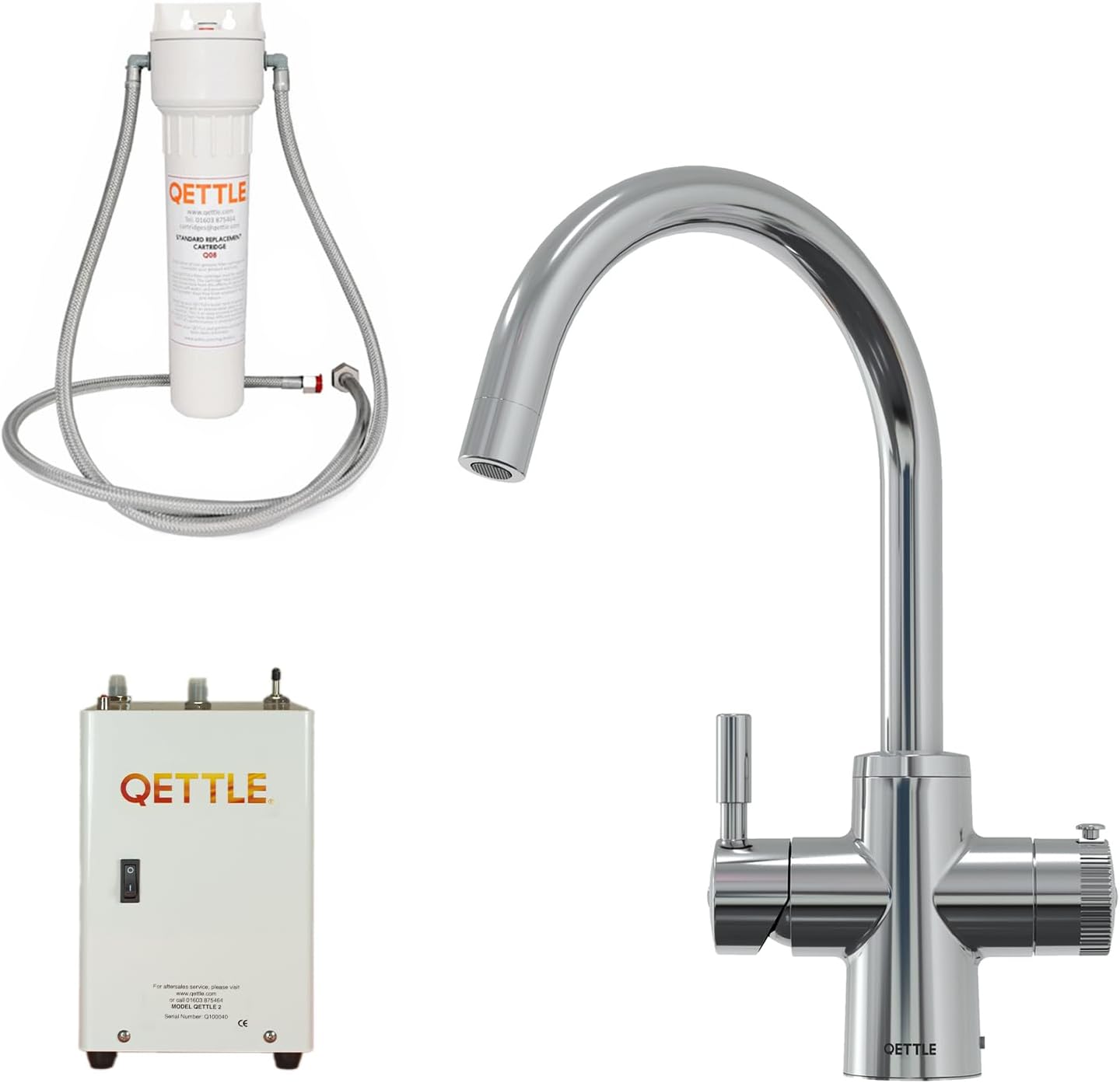 QETTLE 4-in-1 Instant Boiling Water Tap | True Boiling, Filtered Cold, Mains Hot & Cold (2 Litre Boiler)