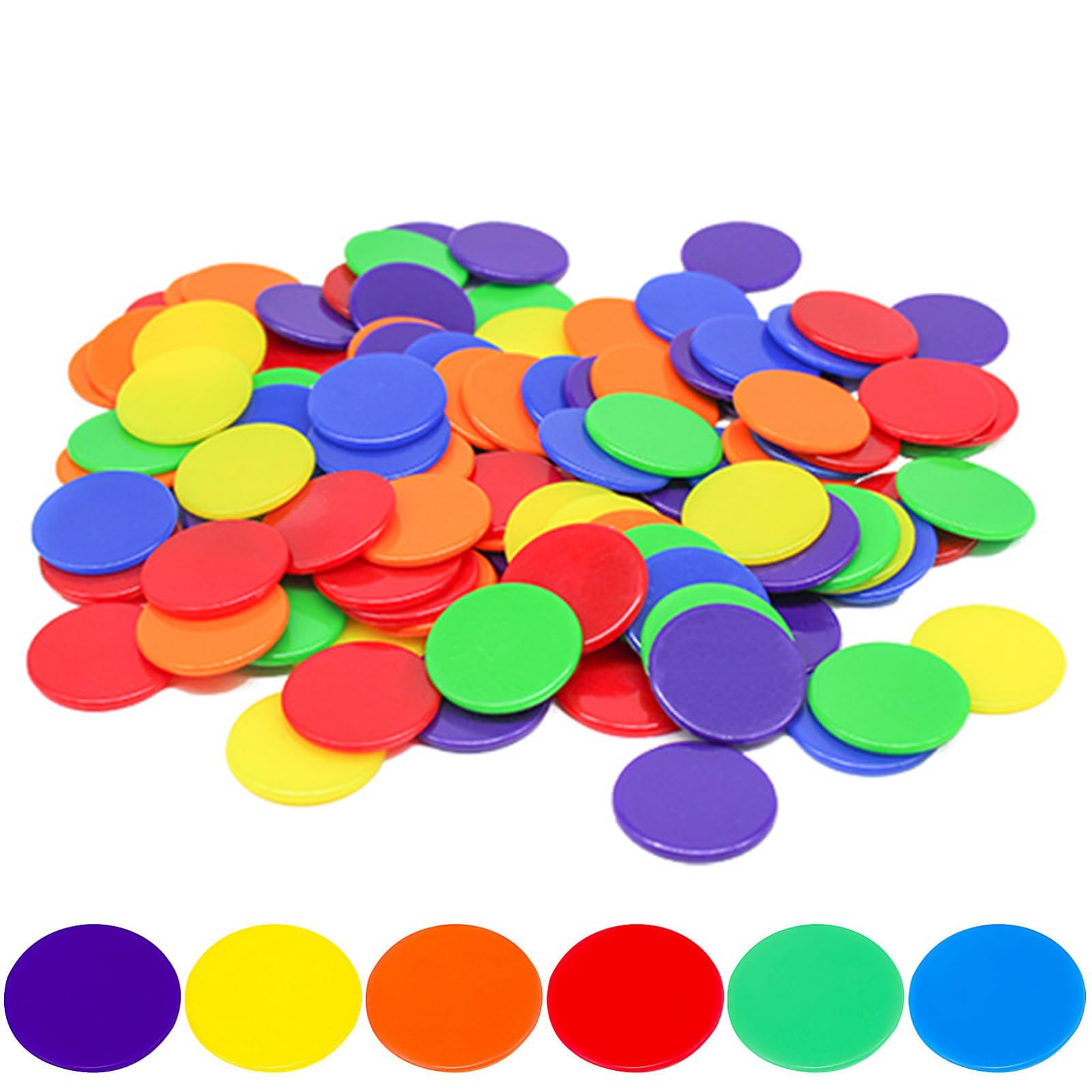 WORUIB 200 Pcs Counters For Maths, Tokens, Place Value, Plastic Coins, Coloured Counters, Double Sided, Kids Math Counting Education, Game