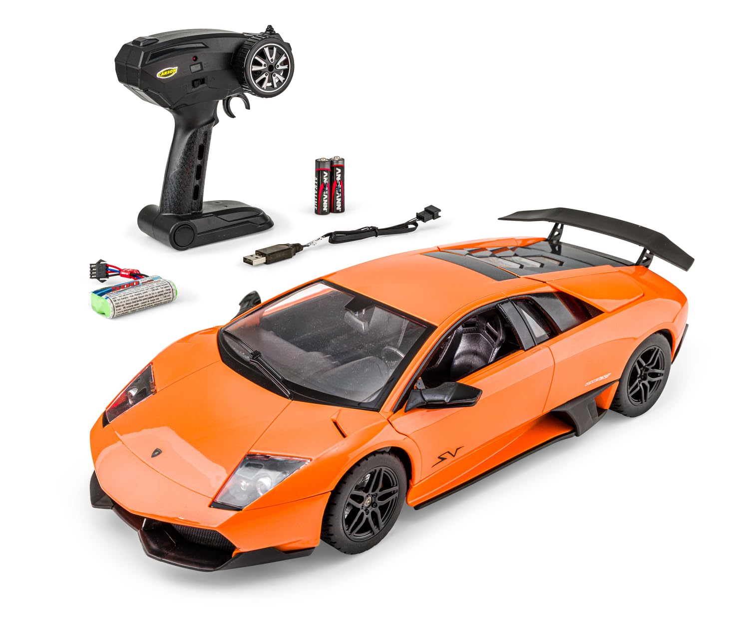 Carson 1:14 Lam.Murcielago SV2.4G 100% RTRorange - Coche teledirigido, iluminación LED, RC, vehículo RC, RC Auto 1:14, Juguete teledirigido