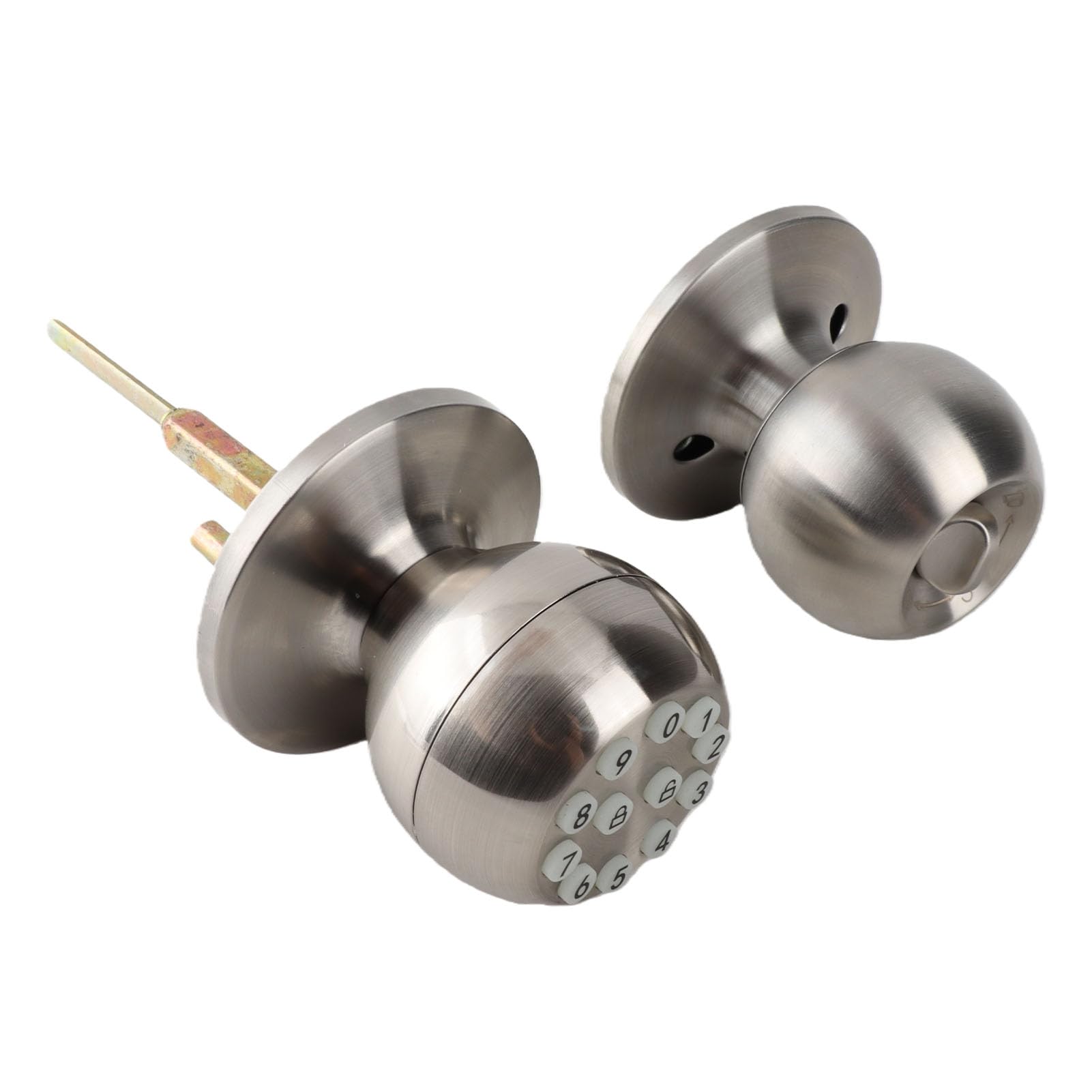 Maniglia Elettronica con Tastierino E Chiave per Porte Da 35-55Mm argento | Design Sferico in Metallo, Ideale appartamenti Uffici, Meccanismo di Blocco Sicuro, Finitura argento Elegante