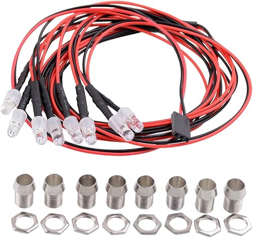 Miniatura 2 de ShareGoo - Kit de faros delanteros de luz LED de 8 leds, accesorios compatibles con Traxxas HSP Tamiya Redcat Axial SCX10 RC para automóvil, camión,