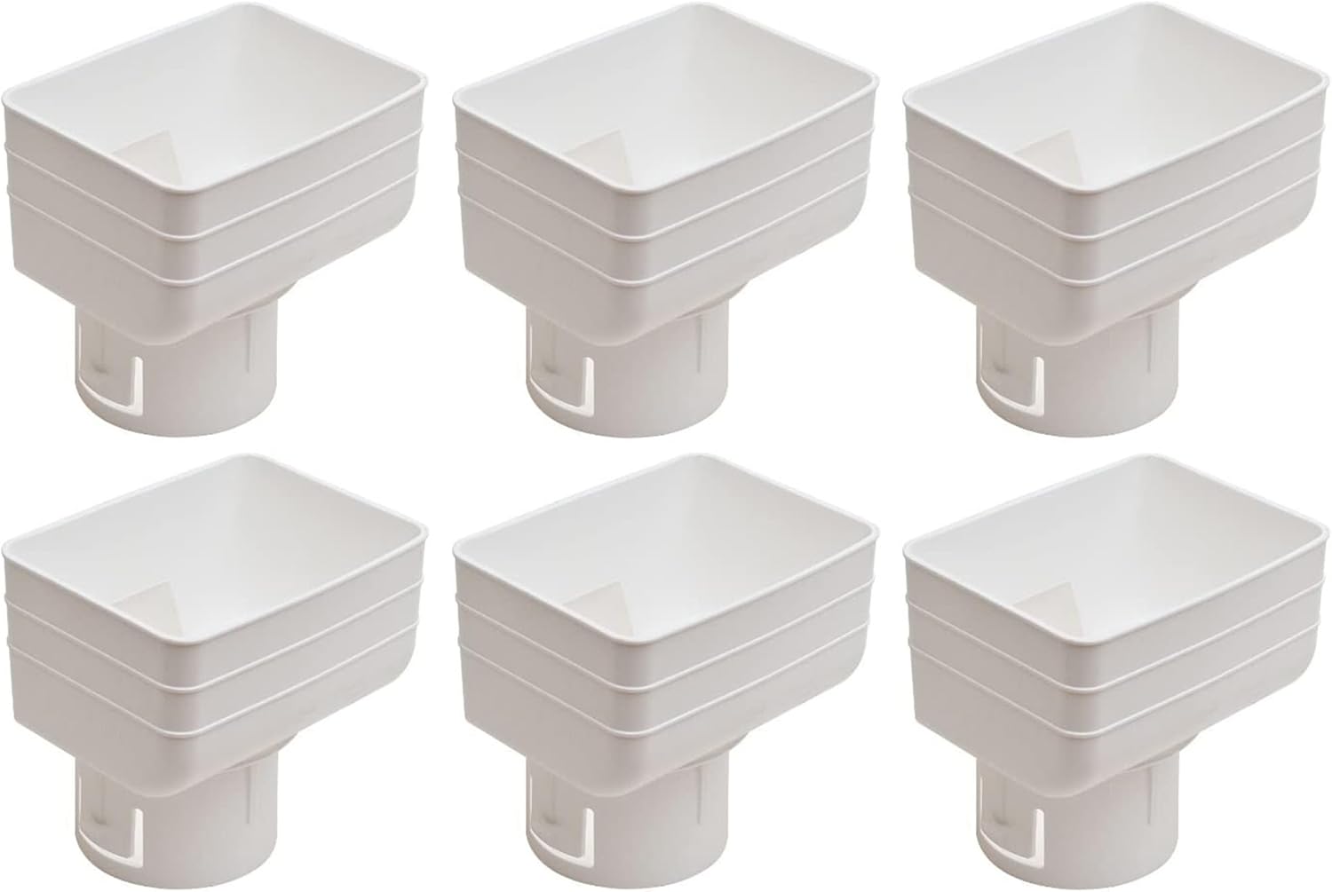 3x4x3 Plastic Universal Downspout to Drain Pipe Tile Adapter (White 12-Pack)
