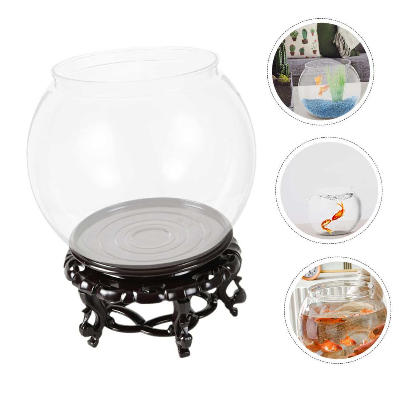 DOITOOL Transparenter Runder Kunststoff Fischglas mit Sockel Umsturzsicher und Hochtransparent zur Dekoration von Kleinen Topfpflanzen im Laden oder Büro