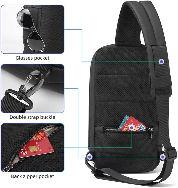 Miniatura 4 de Mochila antirrobo, mochila pequeña con bloqueo RFID, resistente al agua, con puerto USB