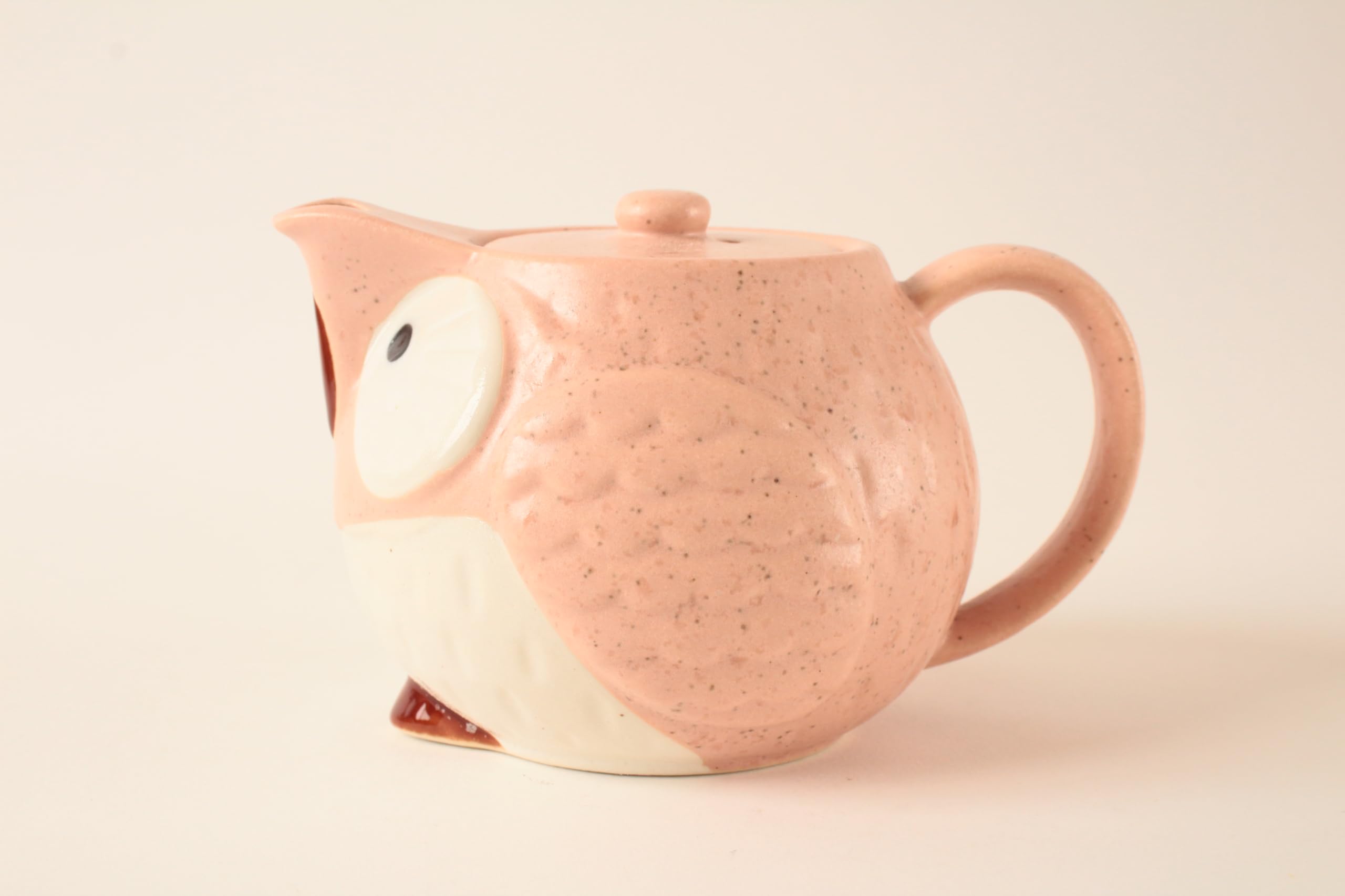 Mino ware CPK104 - Teiera giapponese in ceramica a forma di gufo Kyusu, realizzata in Giappone (importazione giapponese), CPK104 (rosa garofano)