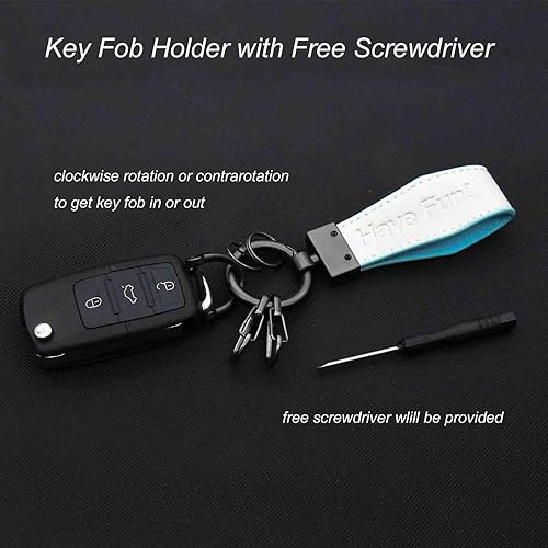 Miniatura 6 de Liangery Llavero de cuero para hombre y mujer con 5 llaveros - Drive Safely Have Fun Llavero titular para llaves