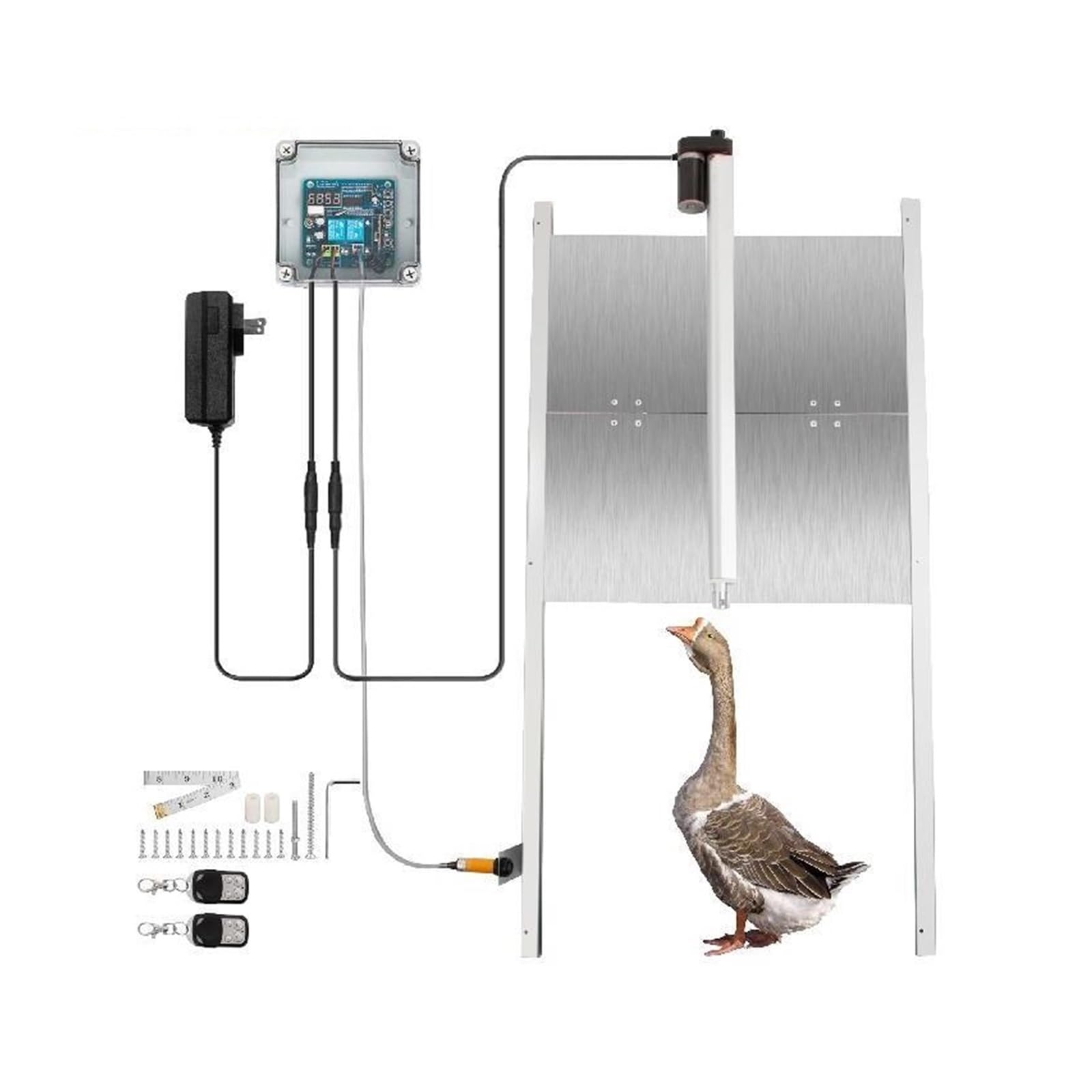 EDEDE Kits de abridor de Puerta automático for gallinero con Control de Tiempo, Apertura de Granja, 110-220V, abridor de Puerta for Perros y Mascotas(12.6Wx11.8H in)