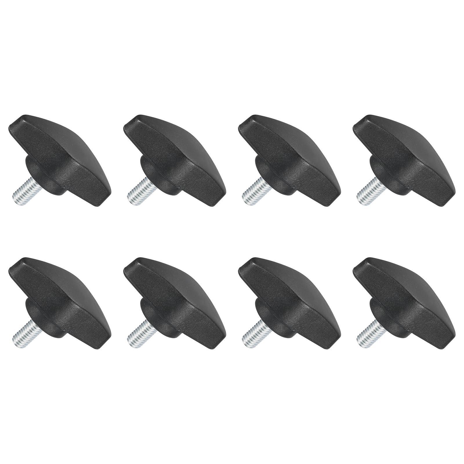 uxcell 8Pcs Tee Wing Knobs Thumb Screws, M5 x 10mm Clamping Screw Knob Male Thread Carbon Steel T Shaped Thumb Screws Handle 36mm Dia. for Hand Tightening Knob Replacement, Black