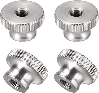 uxcell Knurled Thumb Nuts, 4Pcs M5x0.8mm 304 Stainless Steel Round Knobs Fasteners for 3D Printer Parts, Silver Tone