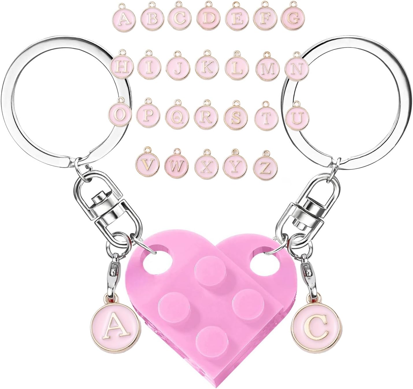 MPK Brick Matching Couple Heart Keychain, Gifts for Him Her Boyfriend Girlfriend Christmas, Wedding Anniversary Birthday Gift