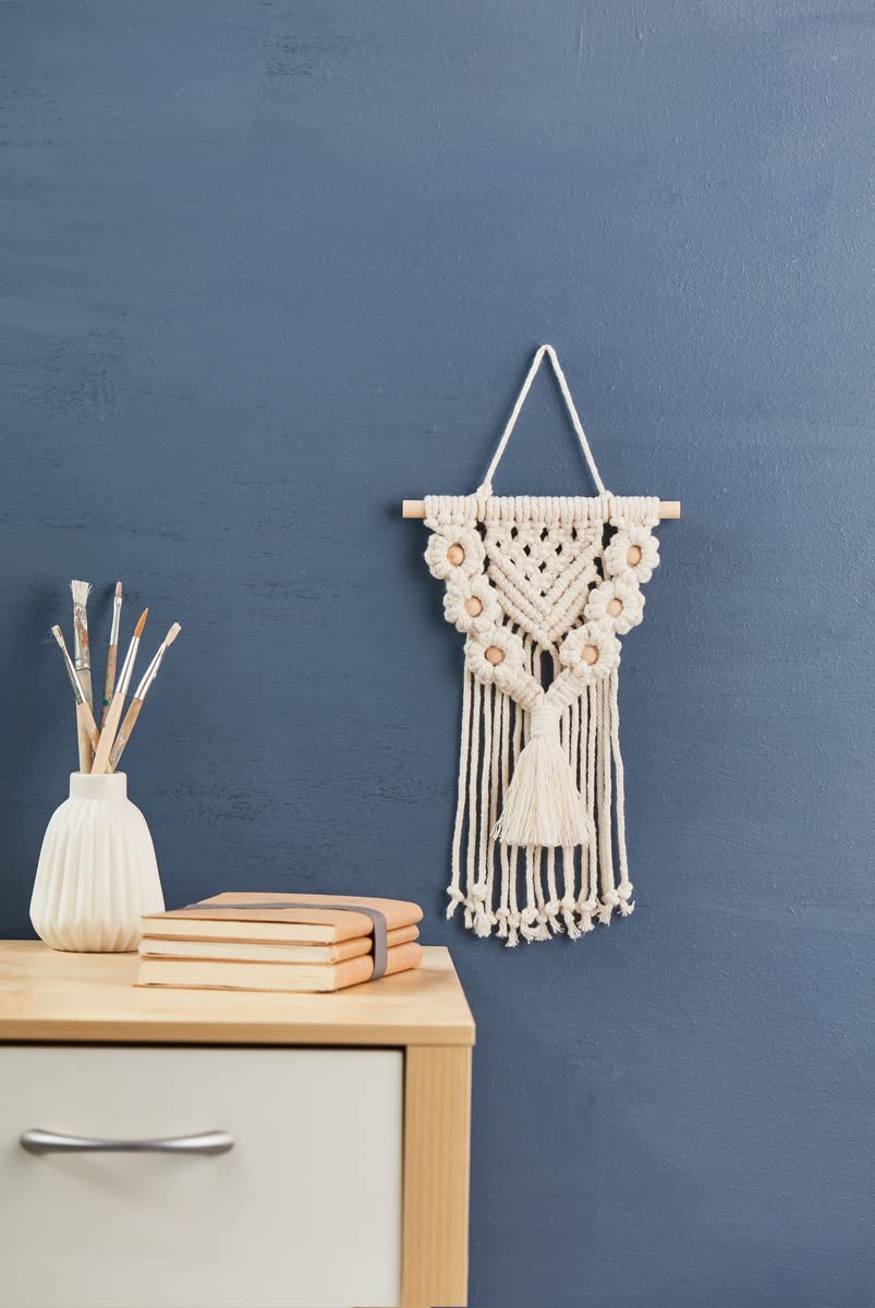 Kleine Knüpfmomente: Makramee-Knüpf-Set - Floraler Wandbehang: Anleitung und Material für einen Wandbehang zum Selber-Knüpfen