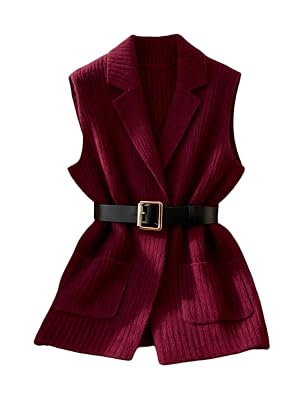 GORGLITTER Womens Sleeveless Long Cardigan Sweaters Vest Dressy Open Front Office Sweater Vest with Pockets