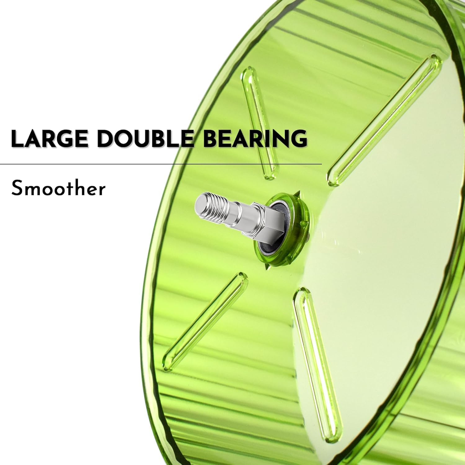 Silent Hamster Wheel 8.3inch Adjustable Height Turtle Wheel Turtle Tank Accessories Dwarf Hamster Quiet Wheel, Hedgehog Wheel, Gerbil Wheel, Small Pet Exercise Wheels (Green)