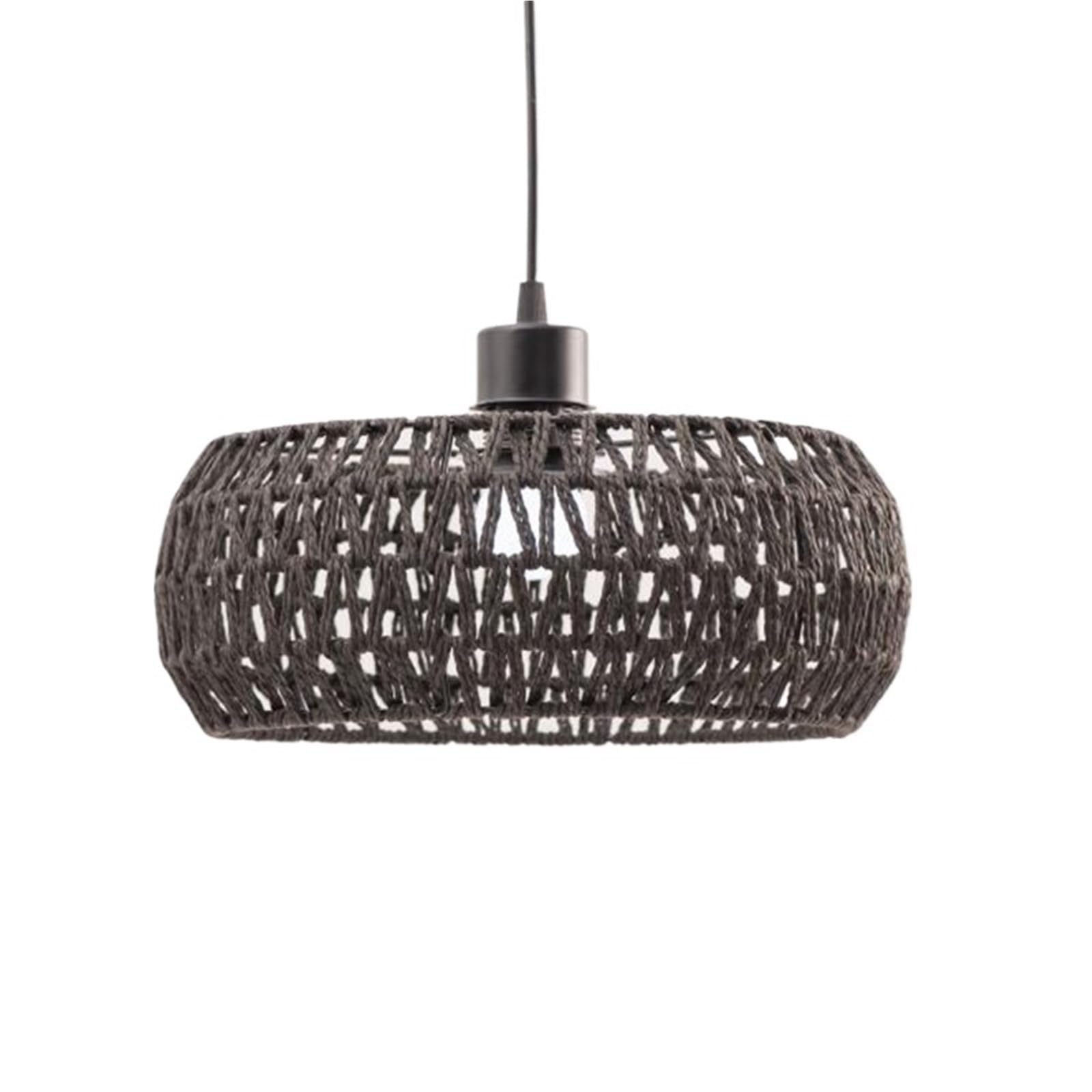 Light Shade Pendant Lamp Shade Paper Rattan Handwoven Wicker Lampshade Light Fixture Chandelier Pendant Lights Cover Home Decoration(Black)