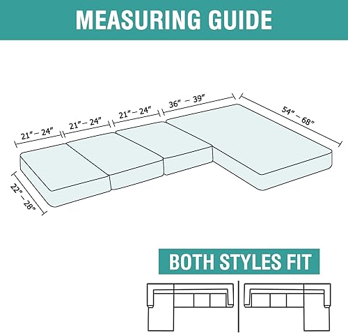 Miniatura 7 de OKYUK Fundas de sofá modular, 4 fundas de cojín de jacquard para asiento de sofá, en forma de L, funda de cojín separado para sofá, protector