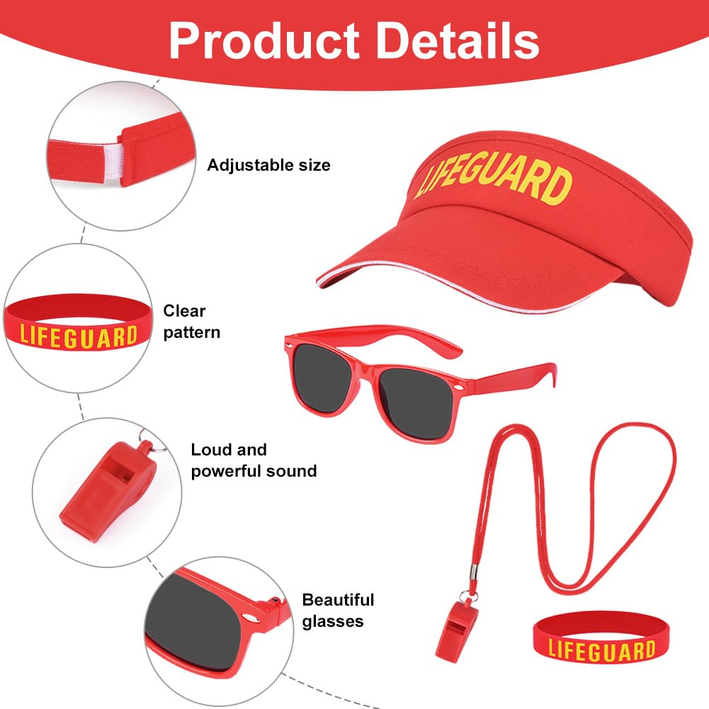 Alaoo Life Guard Costume Accessories Set, 4PCS Include Lifeguard Whistle - Image 3