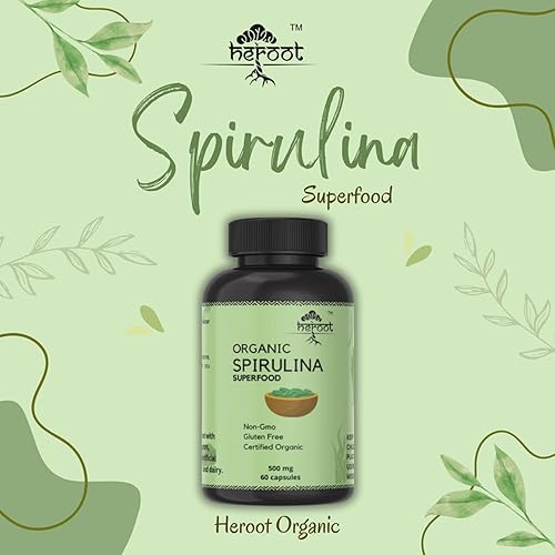 Miniatura 4 de Cápsulas de proteína orgánica en polvo de espirulina Vitaminas y minerales para energía Vegetariano, sin gluten, 100% puro superalimento para una