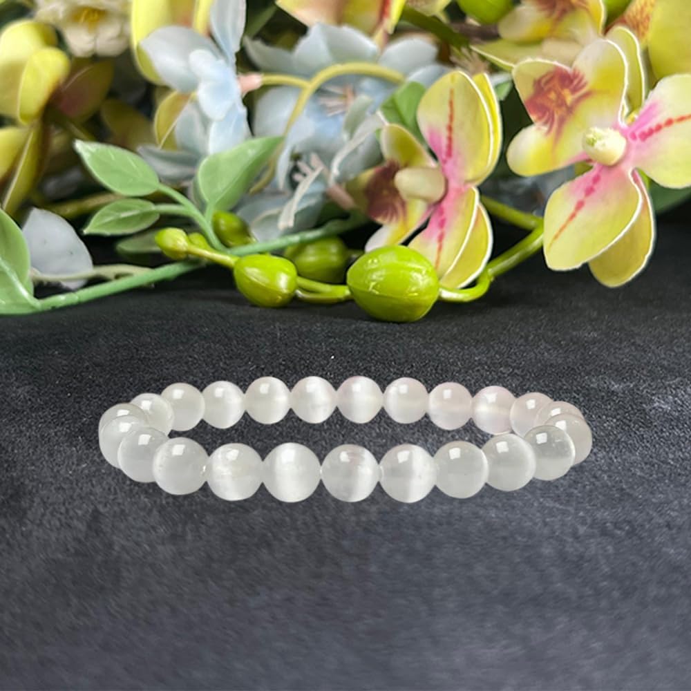 8mm Selenite Round Beads Stretch Bracelet - Image 3