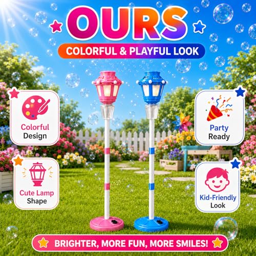 Image of 2Pack Bubble Machine for Kids, Rechargable Bubble Maker Bubble Toys with Light, Outdoor Battery Bubbles Blower Machine for Wedding Birthday Party