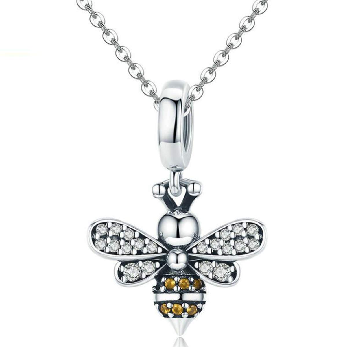Ciondolo per collana con ciondolo a forma di animale con ciondolo a forma di ape e miele con zirconi cubici, adatto a braccialetti Pandora, braccialetti europei con ciondoli per ragazze e