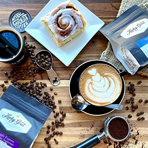 Lucky Goat Flavored Decaf Southern Pecan Coffee – 5 Pounds Bulk Ground - 5Lb Bag - Natural Water Process, Nutty & Sweet, Low Acid, Smooth Body, Medium Roast, Gluten Free, Sugar Free, Keto Friendly #TOP5