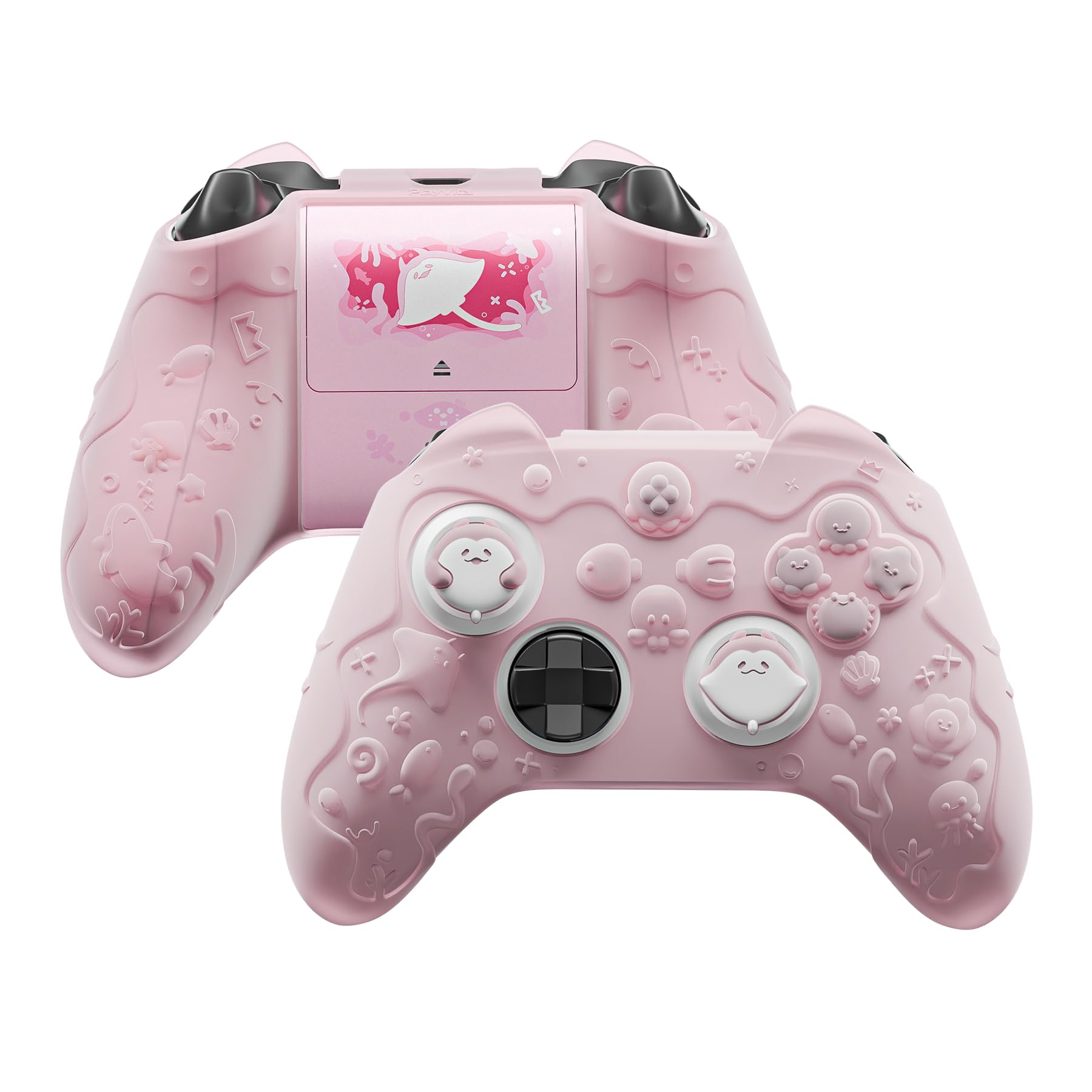 PlayVital for Xbox Series X S Controller Silicone Cover Semi-Clear Cute Ocean Whisper Series Silicone Skin Grip for