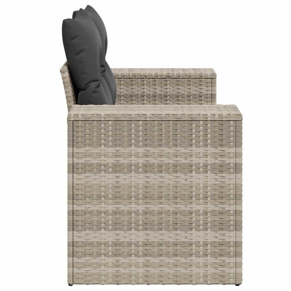 Sofa ogrodowa z poduszką, 2-osobowa, jasnoszara, zestaw mebli outdoorowych, odporna na promieniowanie UV, łatwa w pielęgnacji, na taras, balkon, do ogrodu, 186 x 62 x 69 cm