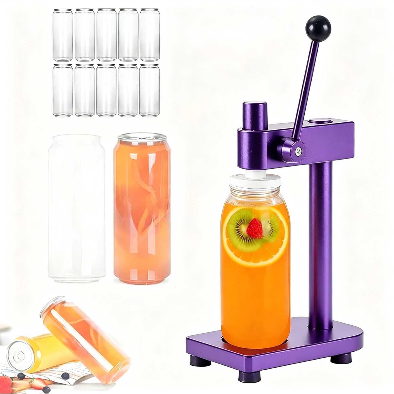 aromaoveite Manual Can Sealing Machine, Can Sealing Machine For Jars Diam 55mm, Common Bottles Sealer For Pet Tin Can Cup Sealer,Height Adjustable,Suitable For Beer,Juice,Coffee Purple