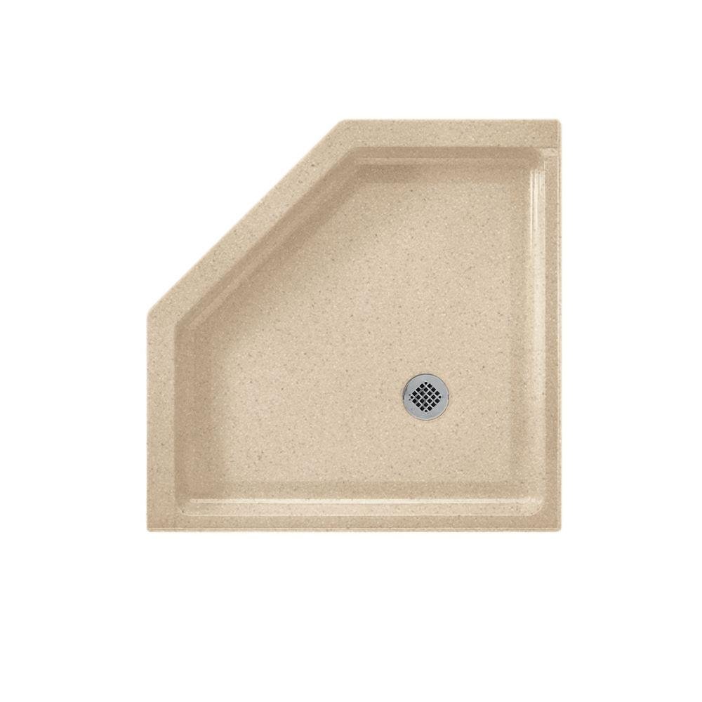 Swanstone SS-38NEO-040 Solid Surface Neo-Angle Shower Base, 38-in L X 38-inch H X 5.5-inch H, Bermuda Sand
