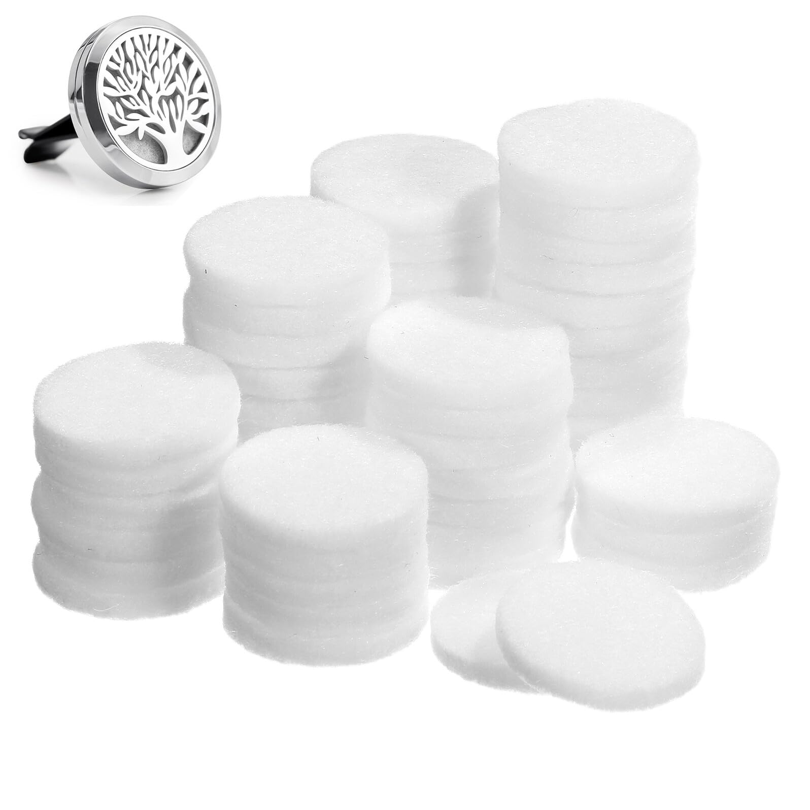 YARNOW 50 pièces Recharge Tampons Coton pour Diffuseur Parfumé Recharge pour Pendentif Coussinets Absorbants pour Collier Aromathérapie Diffuseur Huiles Essentielles Blanc