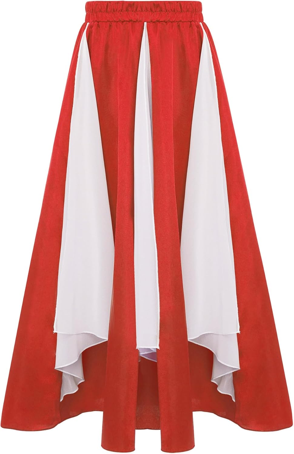 Linjinx Kids Girls Long Full Circle Dance Skirt Belly Gypsy Spanish Flamenco Dance Skirt for Praise Worship Performance