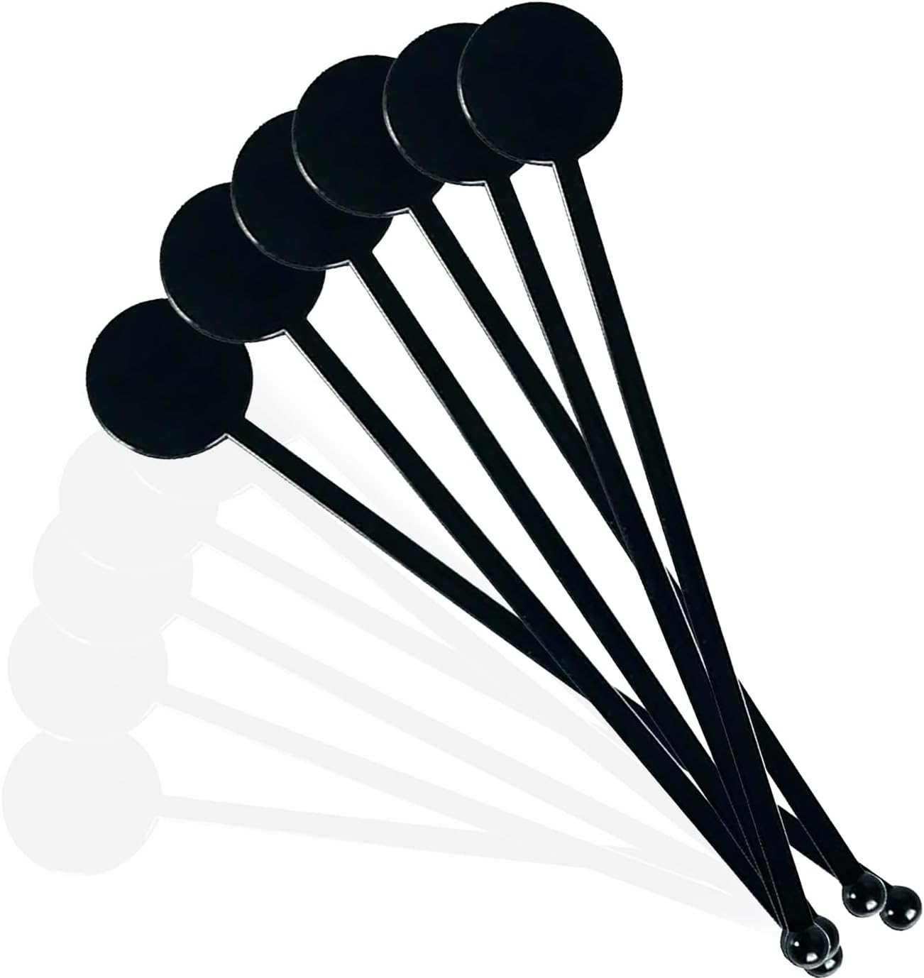 200-Pack Black 7-Inch Disposable Plastic Swizzle Sticks – Transparent Disc Top Drink Stirrers for Cocktails, Coffee, Whiskey, and Beverages