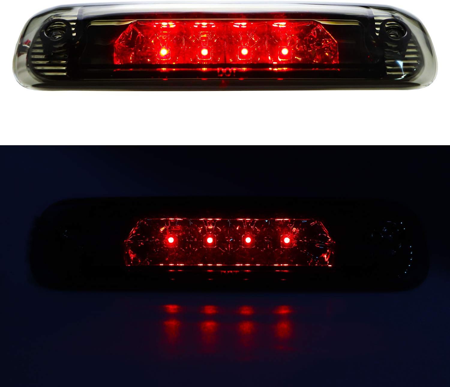 for 1997-2001 Jeep Cherokee LED Bar 3rd Third Tail Brake Light Rear Lamp High Mount Stop light (Chrome Housing Smoke Lens)