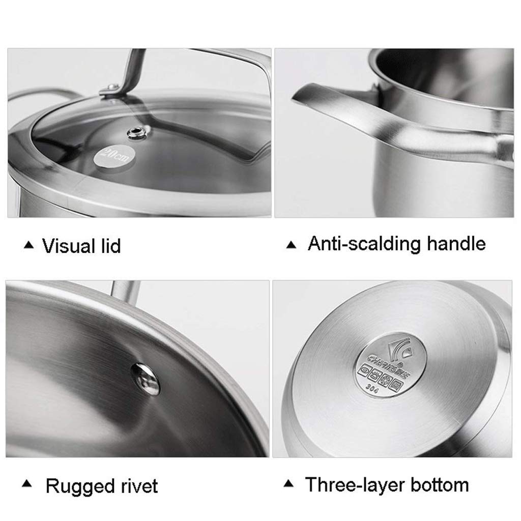Vaporera Gruesa de Gran Capacidad, Olla for cocinar Sopa, 2 Personas, vaporera pequeña Gruesa, Acero Inoxidable 304, 1, Dos, más, 3, vaporera de Tres Capas (Size : 22cm)