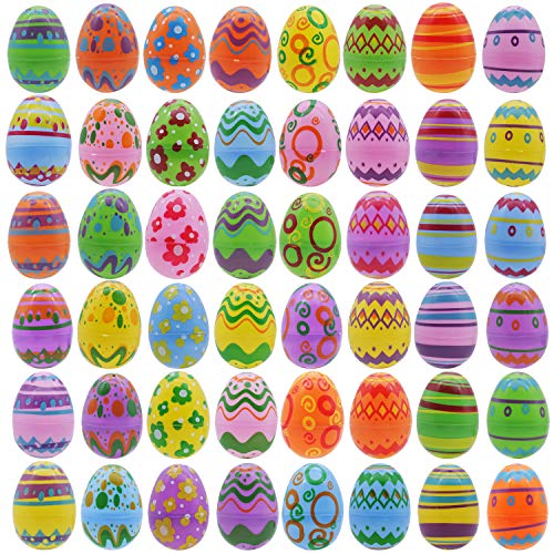 JOYIN 48 Pcs Plastic Printed Bright Easter Eggs 2.3" Tall for Easter Hunt Basket Stuffers Fillers, Classroom Prize Supplies - Image 2