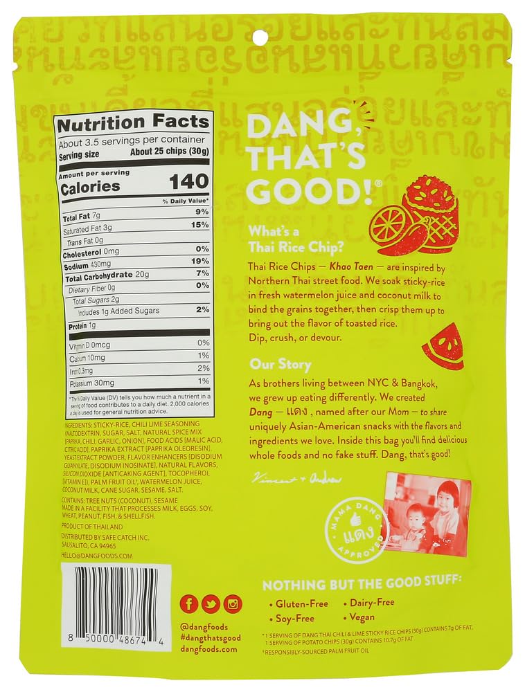 Dang, Chips Rice Thai Hot & Sour, 3.5 Ounce thumbnail 2