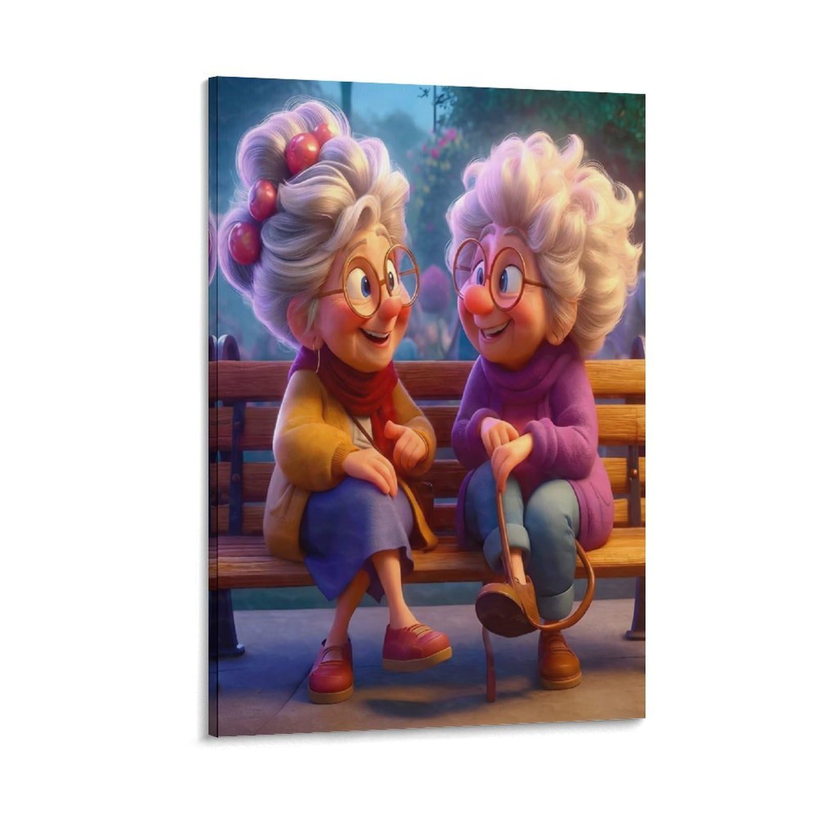 DHBANEIOK Elderly Women Friends Poster Artwork Giclee Canvas Prints Modern Canvas Wall Art Picture Wall Hanging for Home Decorations 20x30inch(50x75cm)