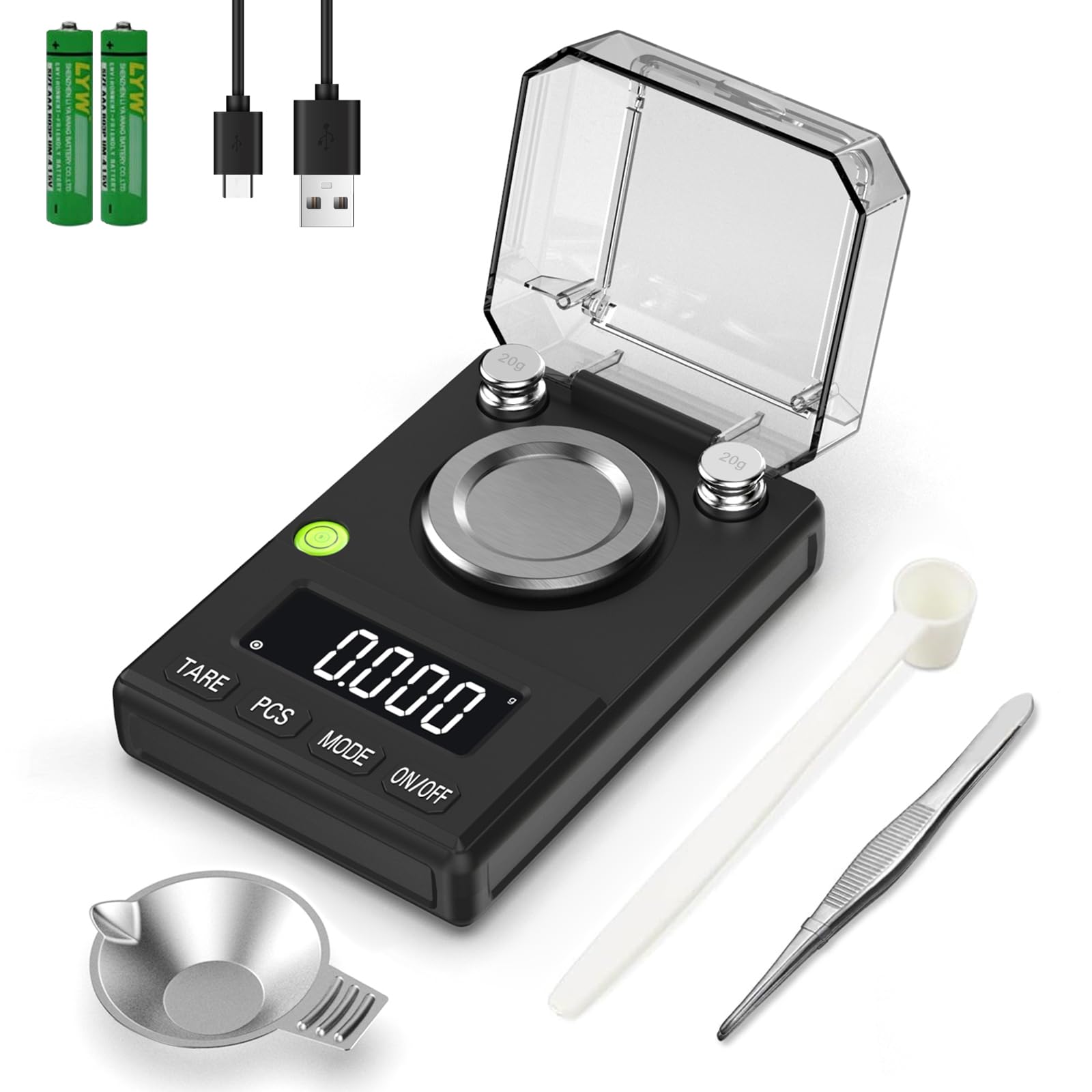 Balance de précision Milligram - 100 g x 0,005 g - Balance de précision pour bijoux - Balance en poudre (BK)